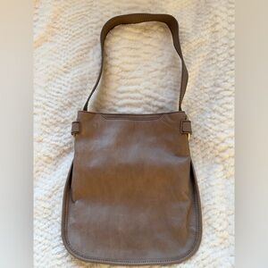 HOBO Grey Leather Shoulder Bag With Floral Patterned Interior